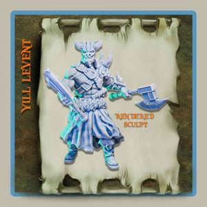render of 28mm miniature barbarian Yill Levent