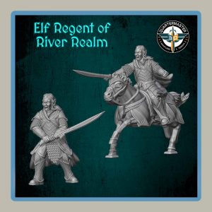 render of 28mm miniature of elf regeant