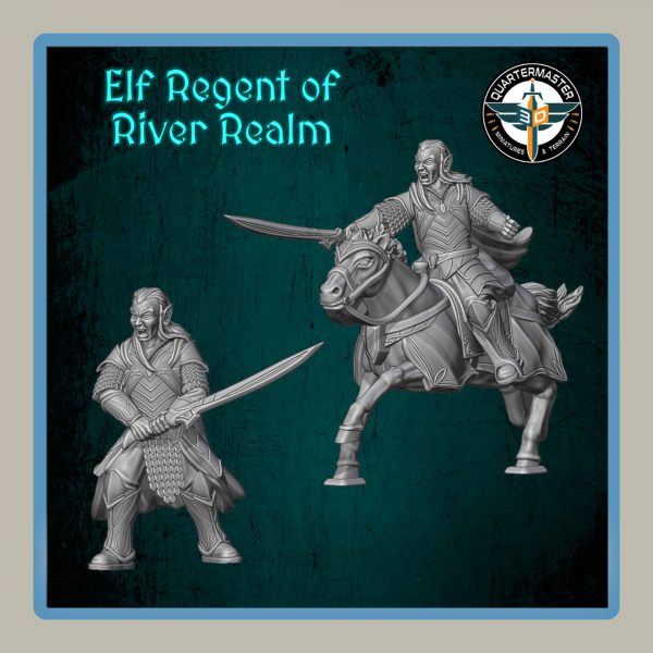 render of 28mm miniature of elf regeant