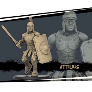 attilius gladiator miniature in 28mm scale for tabletop RPGs.