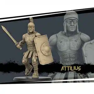 attilius gladiator miniature in 28mm scale for tabletop RPGs.