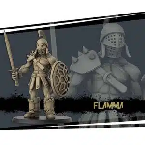 Flamma gladiator miniature in 28mm scale for tabletop RPGs.