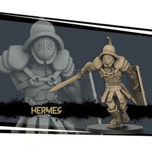 Hermes gladiator miniature in 28mm scale for tabletop RPGs.