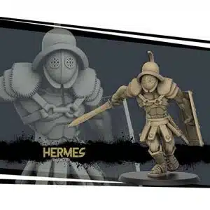 Hermes gladiator miniature in 28mm scale for tabletop RPGs.