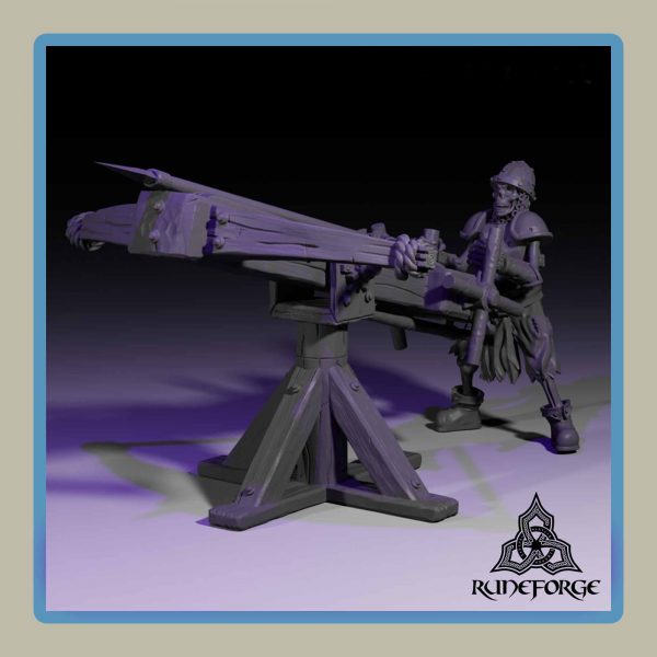 render of 28mm miniature skeleton crewed ballista