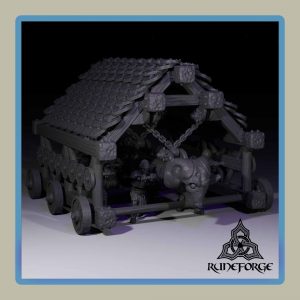 render of 28mm miniature skeleton crewed battering ram