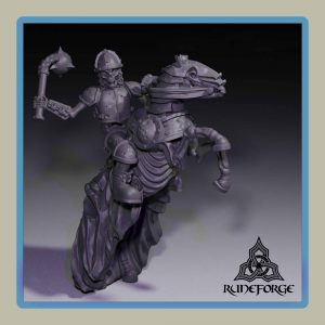render of 28mm miniature skeleton undead cavalry bucking