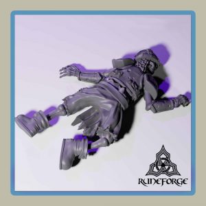 render of 28mm miniature dead skeleton in armor
