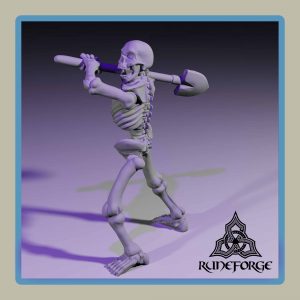 render of 28mm miniature undead unarmored skeleton with 2h shovel