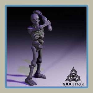 render of 28mm miniature undead unarmored skeleton with backhand