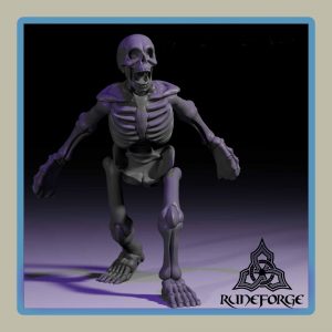 render of 28mm miniature undead unarmored skeleton roaring