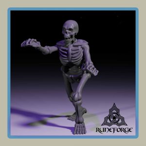 render of 28mm miniature undead unarmored skeleton running
