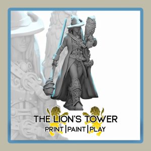 render of 32mm miniature Anora Hawkshadow Female Battlemage