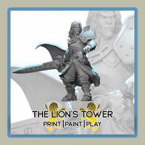 render of 32mm miniature Cedric the Paladin