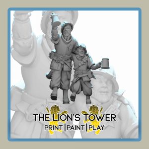 render of 32mm miniature chilling watchmen Spud and Elston