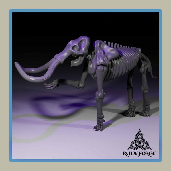 render of 28mm miniature skeleton crewed mammoth walking fortress