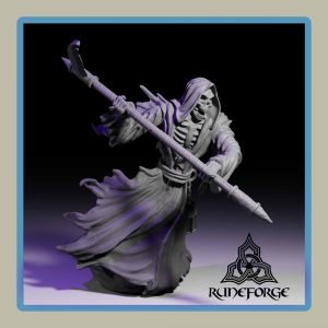 render of 28mm miniature undead reaper attacking