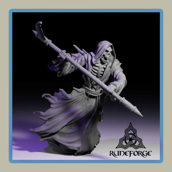 render of 28mm miniature undead reaper attacking