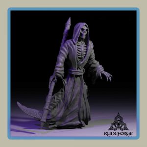 render of 28mm miniature undead reaper floating