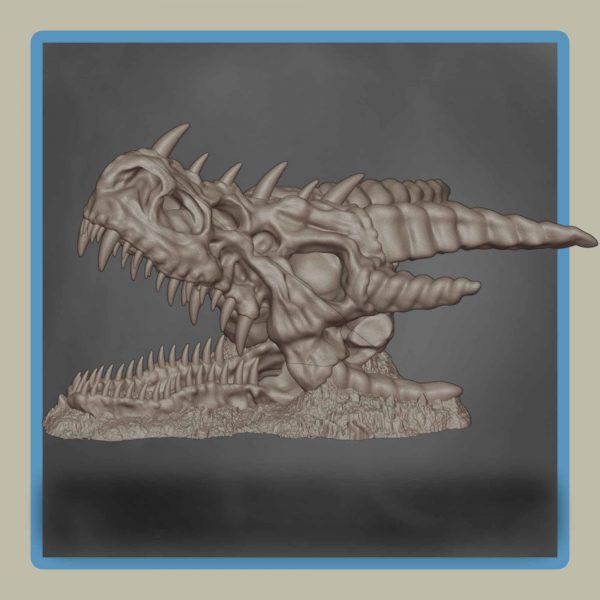 render of large dragon skull terrain piece assembled