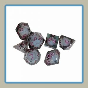 clear rpg dice set in with liquid core