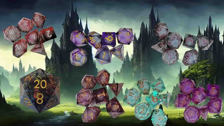 showcase of various liquid core dice sets