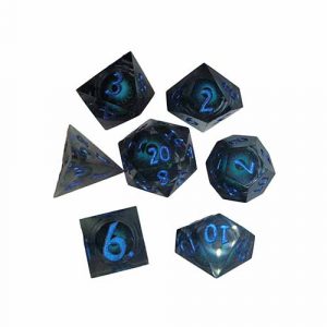 moving eyes dice set blue eyes and blue numbers