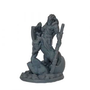 3d printed centaur miniature with axe and shield